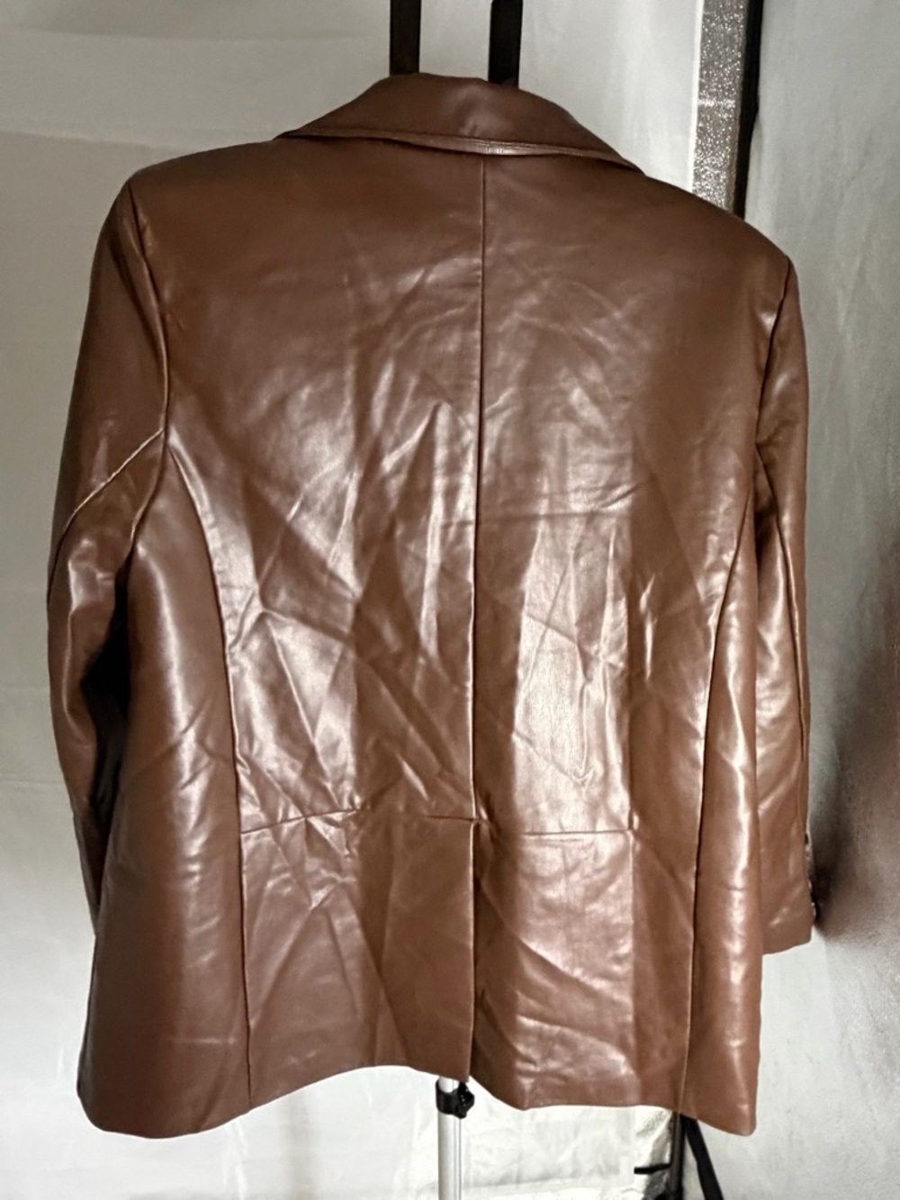 TUBA Turkish Brown Lined Leather Designer Blazer Jacket made in Turkey Sz Lg NWT - Picture 2 of 9
